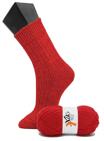 ElbSox Pier 4-4fach Sockenwolle - 100g Wolle als Knäuel mit einer Lauflänge von ca.420m - reicht für ein paar Socken bis Größe 46 - Farbe 005 - Leuchtturmrot