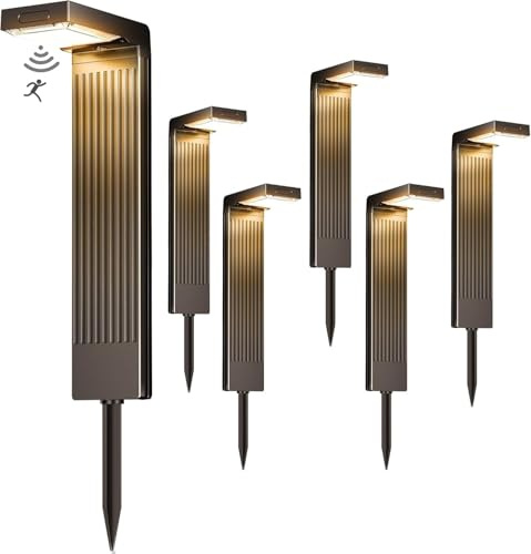 iseeway Solarleuchten für Außen 6 Stück, 400LM Garten solarleuchten mit Bewegungsmelder, IP65 wasserdicht 2200mAh Akku