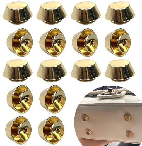 16PCS Luggage Studs, Metal Feet Nailhead, Leather Rivets with Screws, Bucket Style Bag Hardware, Metal Feet for Bags and Leather Crafts Suitable for Luggage and Leather Craft Metal Foot Nails