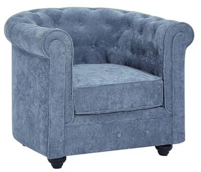 Vente-unique - Fauteuil en Tissu Bleu Chesterfield