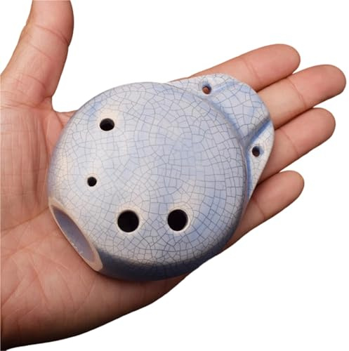 Ocarina 6 agujeros estilo antiguo principiante auto estudio alto AC Tuning Instrumento (grieta azul + accesorios)