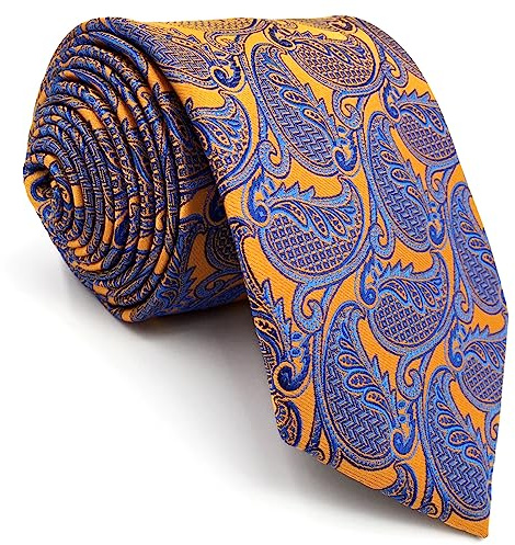 Shlax&Wing Clásico Hombre único Seda Corbatas Para Amarillo Cachemir Extra largo