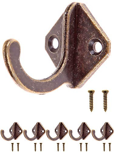 Fuxxer 5x Antik-Haken, Garderoben-Haken, Messing Bronze Design, Vintage Raute, 5er Set