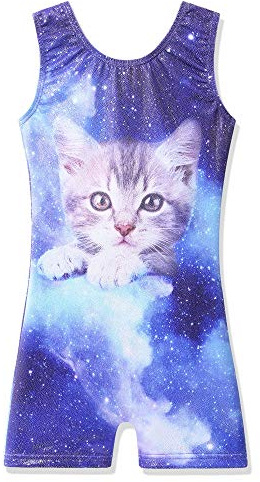 BAOHULU Gymnastics Leotards for Girls Kids Sparkle Tank Biketards with Shorts Dance Outfit B234_NavyCat_150