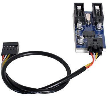 cablecc Motherboard 9-poliger USB 2.0-Header 1 bis 2 Buchse Verlängerungskabel HUB-Anschluss Adapter Port Multilier
