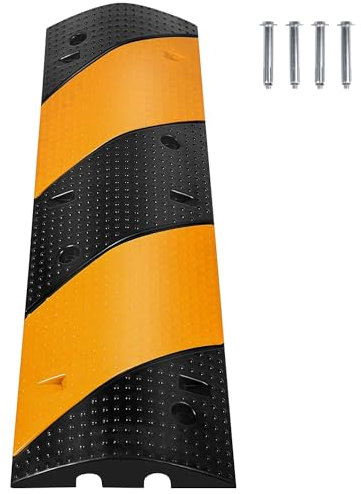 Nisorpa Gobbe di velocità in gomma da 101,6 cm con 4 bulloni Protezione per cavo vialetto a 2 canali Rampa Modulare Speed Bump per vialetto Parcheggio Garage Capacità di carico 100 kg, 100 × 30 × 6 cm