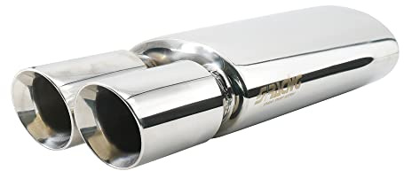 Simoni Racing ESR633 Rifle Silenciador Deportivo Universal, Silenciador Deportivo, Escape de Coche Universal, Doble Salida Redonda, Acero Inoxidable