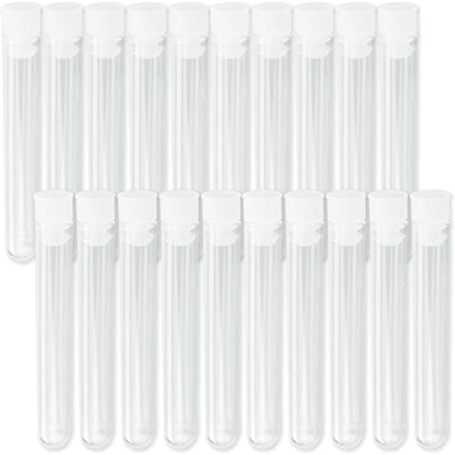 Lot de 60 tubes à essai en plastique avec bouchons, 12 x 75 mm, tubes à essai en plastique transparent avec couvercles