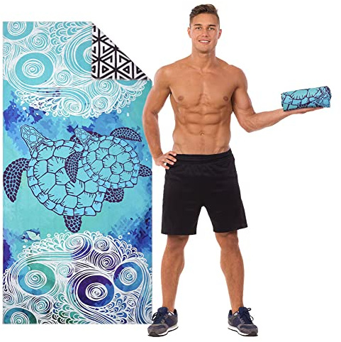 URAQT Strandtuch, Mikrofaser Strandhandtuch Damen& Herren, Schnell Trocknende Strandtücher Badetücher, 160 x 80cm Badetuch Groß, Beach Towel für Strand Schwimmen (doppelseitiges vlies/D)