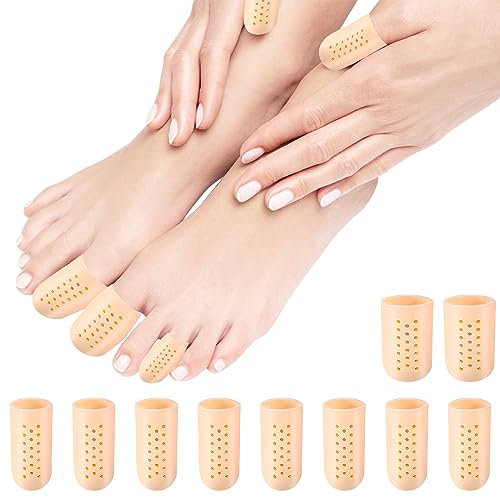 RZMZBY 10 Stück Atmungsaktive Zehenschutz,Gel Zehenkappen,Zehenschutz großEr Zeh für Blasen Eingewachsenen Zehennägeln Hühneraugen Zehennagelverlust