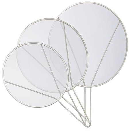 Relaxdays Paraschizzi per Padelle, Set 3, Acciaio Inox, ∅ 25 e 29 e 33 cm, Paraspruzzi Frittura Olio con Manico, Argento