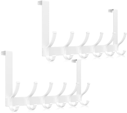 Optish Over The Door Hooks, Door Hanger Hook, Over The Doors Towel Rack for Bathroom, Doors Towel Hanger for Hanging Coats Hats (2Pack,White)