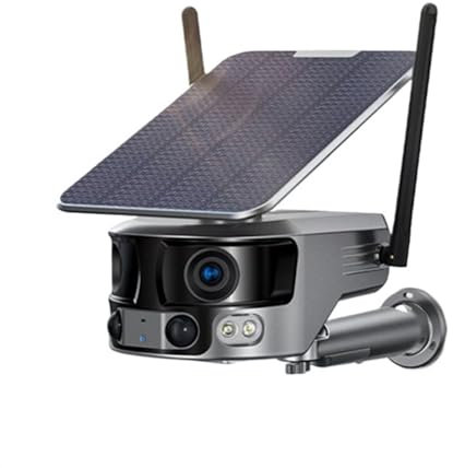 Security Camera Outdoor 4K 8MP 4G Dual Lens Panoramic Camera Home Security 4X 10X Zoom Outdoor Panoramic Camera Solar Battery Powered Camera IP Surveillance CCTV Waterproof Camera(Wifi Add 32GB Card)