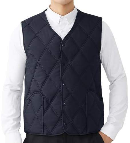 AOOPOO Hommes Gilet Polaire Chaud Hiver Veste Sans Manches Légère Bodywarmer Outdoor Manteaux Épais Doudoune Matelassé Gilet Veste D'extérieur pour Homme d'Âge Moyen et Âgées, S-XXL