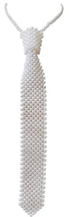 ericotry White Artificial Pearl Neck Ties Handmade Weaving Lady Shirts Necktie Beaded Neck Chain Collar Suit Accessories for Women
