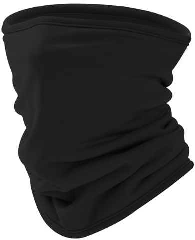 Huccik Snood Polaire Enfant - Tour de Cou Multifonction Hiver Garçon & Fille 6-12 Ans - Cache Cou Respirant avec Protection Visage Anti-Vent pour Ski, Vélo, Course à Pied (Noir, One Size)