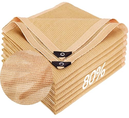 Toldo de Vela Rectangular con Ojales, 80% de protección Solar, Red de Sombra para jardín Exterior, Malla Permeable para pérgola, Plantas, terraza y huerto(Beige,2 x 6 m)