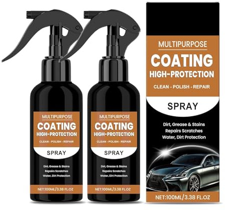 2PCS Car Polish Ceramic Coating Spray, Quick Effect Coating Agent, 3 in 1 High Protection Multi-Functional Car Coating Spray, Car Polish Spray, Cars Paint Polishing Spray, Turbo Shine Nexa