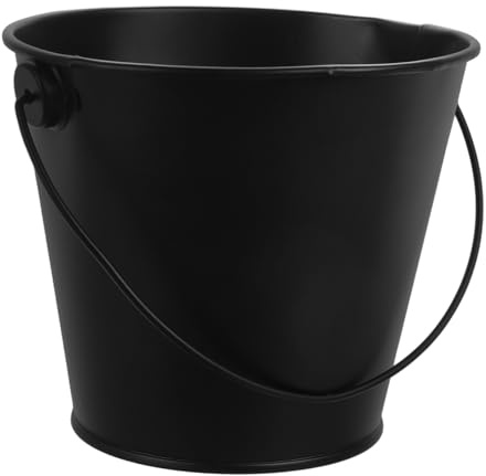 GALPADA Cubo de Chapa Galvanizada para Barbacoa Recipiente Colector de Grasa y Aceite para Parrilla Fácil Limpieza y Accesorio Resistente para Barbacoas al Aire Negro