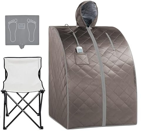 Sauna Portable, Sauna infrarouge personnel for la maison, tente de spa portative avec chapeau, chaise améliorée, coussin chauffant for la relaxation, la détox, le spa à la maison(Dark Gray)