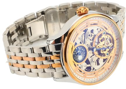 Shipenophy Lyx Skelett Mekanisk Klocka för Män Unik Ihålig Design Tourbillon Månfas Vattentät 40 Mm