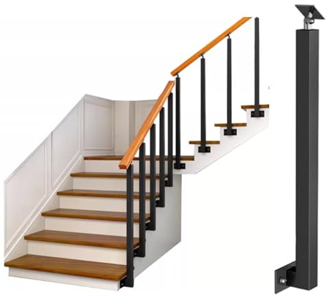 8-pack fyrkantig järnstång set 105 cm metallbalustrar med 90° böjning inomhus/utomhus spindlar enkel inllat för ase & däck