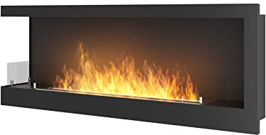 Biokamin CORN120L 120 x 45 cm, mit Schutzglas, Farbe schwarz matt
