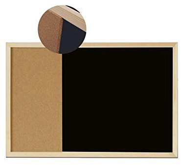 Ommda Lavagna Magnetica Combinata con cornice di legno Lavagna Bianca Cancellabile e Bacheca in Sughero Promemoria Bacheche Cornice in legno naturale D 40x60cm