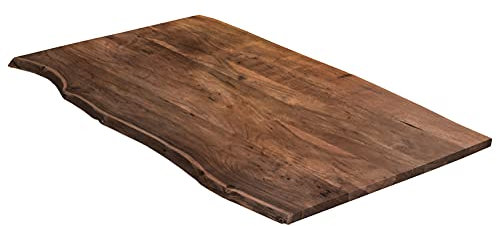 SAM Tischplatte 180x90 cm, nussbaumfarben, Akazie massiv, 35 mm, stilvolle Baumkanten-Platte, pflegeleichtes Unikat