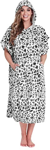 CityComfort Beach Towel with Hood for Adults Teens Surf Poncho Absorbent Cotton Soft Changing Robe for Swimming Beach Bath Holiday Essentials (L-XL, Grey Leopard)