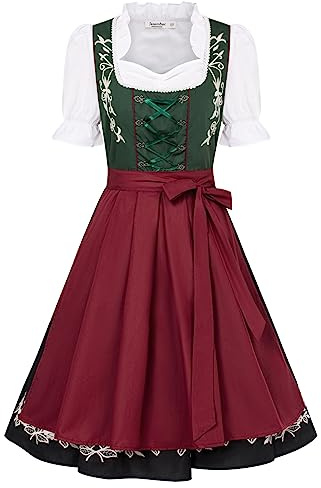 JASAMBAC Costume Dirndl 3 pièces pour femme Oktoberfest | Tenues bavaroises traditionnelles, festivals de bière d'octobre, Halloween, fêtes à thème, cosplay