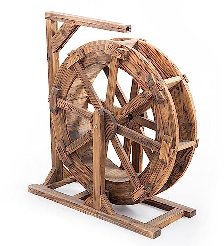 Fontana d'Acqua per Giardino,Fontana a Cascata Ornamentale,in Legno di Abete,Ruota Idraulica Ornamentale Rustico Vintage,Decorazione per Bagno per Uccelli,Laghetto e Piscina (Size : 20cm)