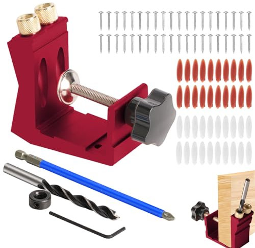 Pocket Hole Jig,Taschenloch Bohrschablone, Pocket Hole Jig,Schrägloch Bohrschablone Ideal für Den Schnellen Bau von Schränken, Möbeln und Anderen Arten von Tischlerarbeiten