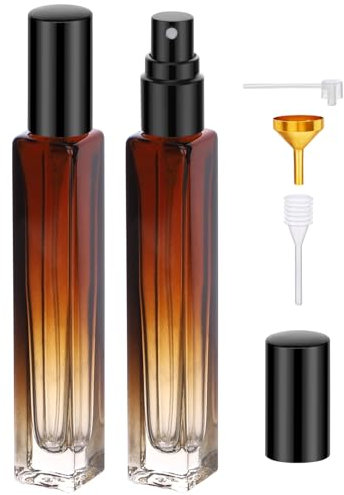 Segbeauty Zerstäuber Parfüm, 2 Stück 10ml Reiseparfumzerstäuber, Parfüm Abfüller Glas, Zerstäuberflasche für Parfum, Reise Sachen (Farbverlauf Braun)