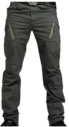 UHouse Cargohose Herren Taktische Hose Baumwolle Freizeithose Mode Regular Fit Outdoorhose Freizeit Trekkinghose Bequeme Stoffhose Tactical Herrenhosen Basic Militär Pants Grün XXL