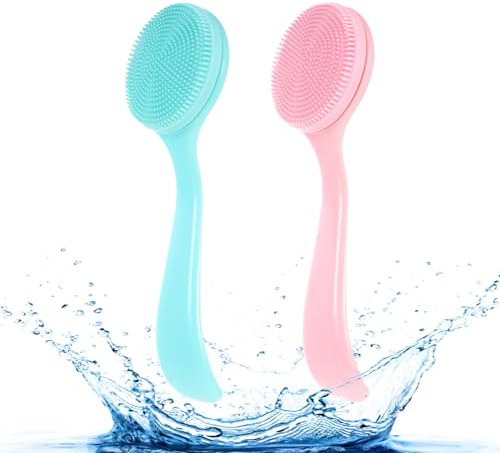TIESOME 2 Pack Silicone Manual Facial Cleansing Brush, Soft Skin-Friendly Waterproof Exfoliating Face Brush Facial Brushes for Women and Men Blackheads Makeup Residues Removal