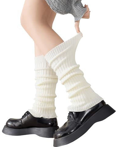 Yawlsow Stulpen Damen Knöchelwärmer Winter Gestrickte Beinwärmer für Mädchen Frauen Leg Warmers Y2k Rüschen Beinstulpen niedlich Kawaii Kniestrümpfe Harajuku-Zubehör für Warm Ballett Yoga Tanz