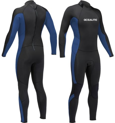 Ocealite Junior Full Wetsuits 4/3mm and 3mm Full Wetsuit for Youth Premium Neoprene and Nylon Suits for Diving Snorkeling Surfing Swimming (Mens 3mm Navy Blue, Medium)