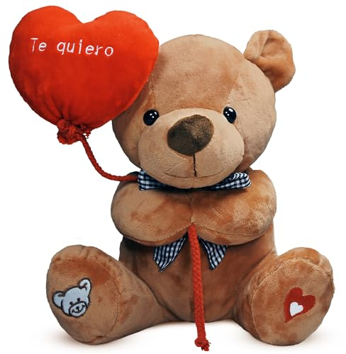 Gdecora Oso de Peluche con Corazón Globo Te Quiero - Osito de 25 cm, Perfecto para Regalos Románticos, Día de San Valentín y Día de la Madre, Marron