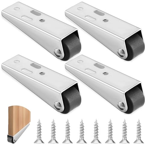 DIVINA VITAE 4 ruedas pequeñas para muebles, ruedas fijas, mini ruedas laterales para muebles, silenciosas, con perfil bajo, con 8 tornillos para tablas de transporte, escritorios y armarios