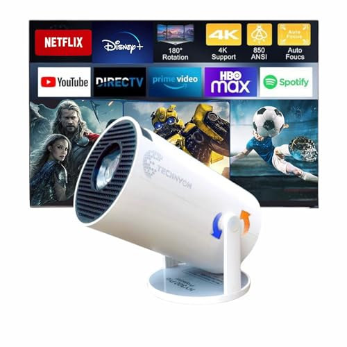Technyon HY300 PRO+ 2025 | 1080P Full HD WiFi Projector with Android 11.0 – 12000 Lumens Portable Home Theater & Outdoor Movie Projector | Screen Mirroring for iOS/Android | Gaming & HDMI Compatible