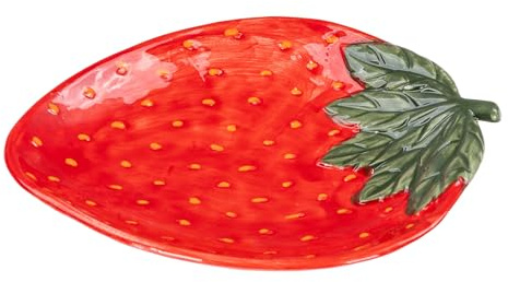 levandeo Plato de fresa, cerámica, 21 cm, cuenco para fresas de verano, fruta, decoración de mesa, cuenco para servir, frutero
