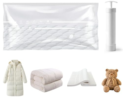xolear Sacchetto Sottovuoto Materasso 220 X 100 CM, Trasparente Sottovuoto Vestiti con Pompa a Vuoto, Riutilizzabile Sacco per Materasso Adatto per Piumoni, Coperte, Traslochi, Viaggi