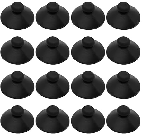 bskkw 16PCS 20mm Dia Black Aquarium Suction Cup Clips, Soft Rubber Fish Tank Attachments for Pump Lines, Overhead Tube Organization and Aeration Setup