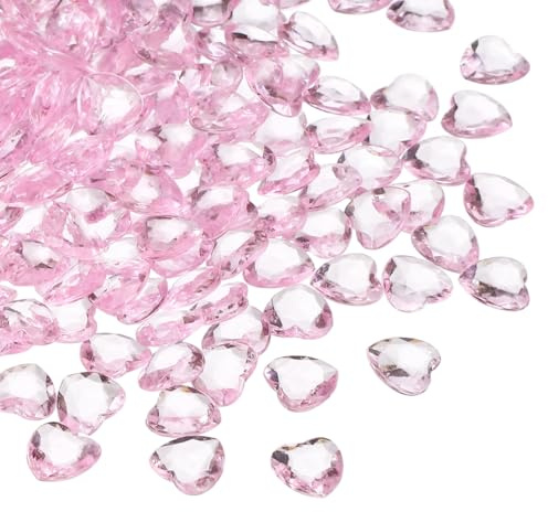 QUARKZMAN 250 Pcs Corazones Acrílico Rosados, Cristales Falsos Corazón para Relleno Floreros, Corazones Decorativos para San Valentín para Esparcir En Mesas, Arte Manual para Bodas