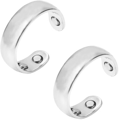Set med 2 magnetiska ringar i rostfritt stål för män och kvinnor magnetisk ring med öppen justerbar dubbel rad silverring, smycken, handskar, idealisk present, damring, herr