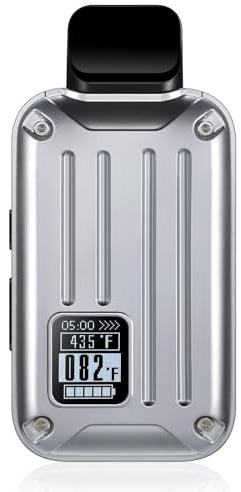 Dry Vaporizer with Isolated Air Path,2200mah Huge Battery,5S Quick Heat,Patented Cooling System-Honeycomb Briquet,3D Suitcase Shape（No Nicotine） (Silver)