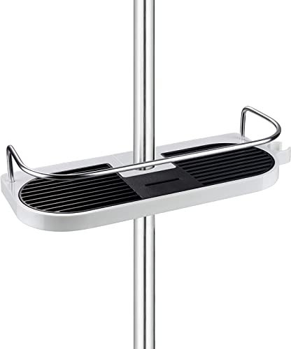 homeasy Bathroom Shower Shelf, Shower Caddy/Tidy No Drilling Shower Holders Storage for Soap Shampoo Shower Rack Hanging with Buckle and Shower Head Hook Suit 19mm-25mm Shower Rail