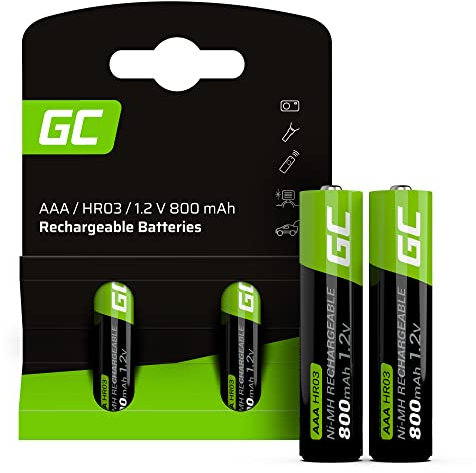 GREEN CELL Akku 800 mAh 1.2V [2 Stück] Batterien AAA, AAA Akkus Wiederaufladbar, Sofort Einsatzbereit, Geringe Selbstentladung, Ohne Memory-Effekt, AAA batterien Set