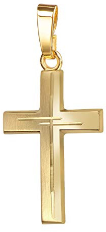 JEVELION Anhänger mit Diamantschliff Kreuz in Gold für Damen, Herren und Kinder - Kettenanhänger aus 750er Gold (18 Karat) mit Schmucketui